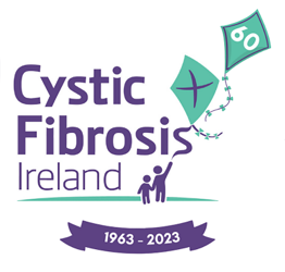 Cystic Fibrosis Ireland logo - An adult with a child poking a kite